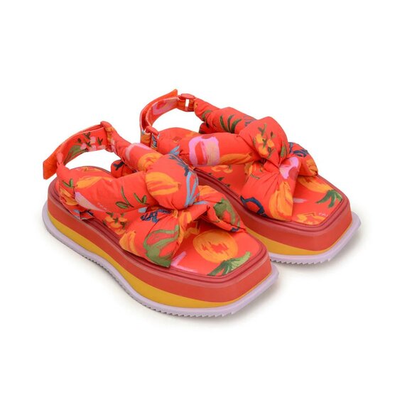 FARM Rio Shoes - Farm Rio Red Fruit Scarf Platform Sandal Sz 8